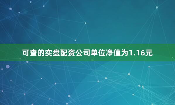 可查的实盘配资公司单位净值为1.16元